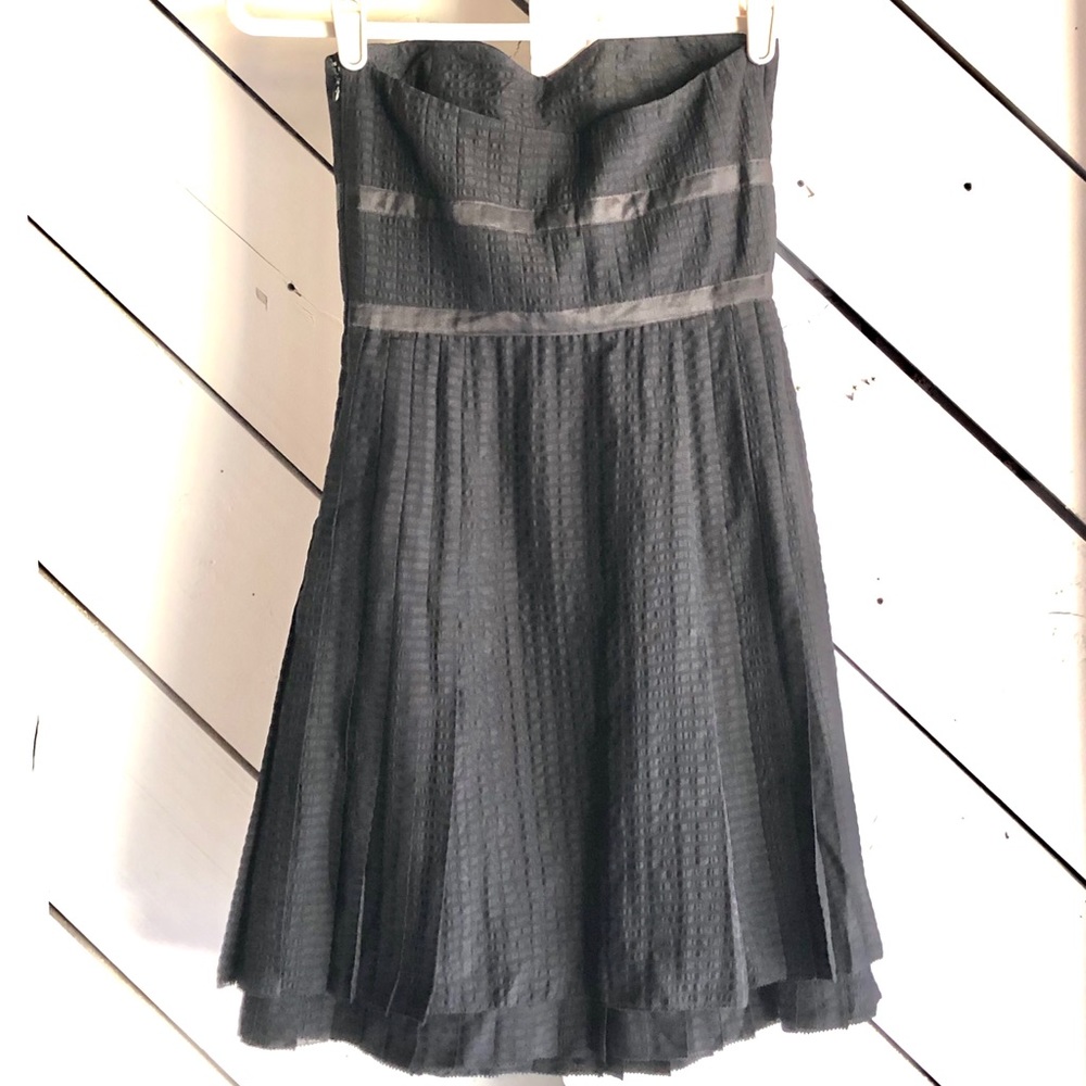 Textured Black Strapless Cocktail Dress - Picture 4 of 10